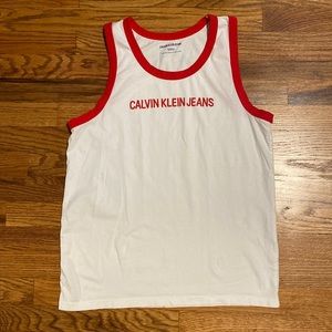 Calvin Klein Jeans White Ringer Tank Size S